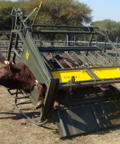 Cattle tilt clamp for livestock handling